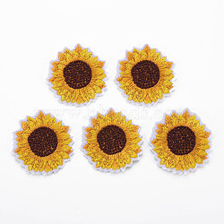 Computerized Embroidery Cloth Iron On Patches, Costume Accessories, Appliques, Sunflower, Gold, 44x1.5mm(FIND-T030-013)