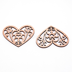 Natural Wood Filigree Joiners Links, Heart, BurlyWood, 43x56x2.5mm, 10pcs/bag(WOOD-WH0113-40)