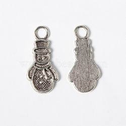 Alloy Finding Pendants, Lead Free and Cadmium Free, Christmas, Snowman, Antique Silver, 21x10x1.4mm, Hole: 3mm(EDD054Y)