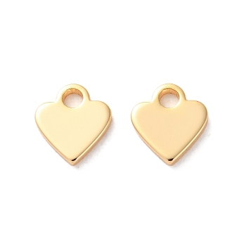 Brass Pendants, Heart Charms, Real 18K Gold Plated, 7x6.5x1mm, Hole: 1.5mm
