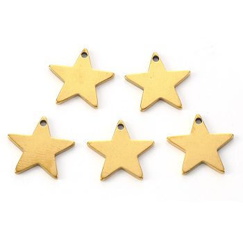 Vacuum Plating 304 Stainless Steel Charms, Laser Cut, Star, Golden, 12x13x1mm, Hole: 1mm