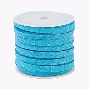 Faux Suede Cord, Faux Suede Lace, Pale Turquoise, 5x1.5mm, about 5.46 yards(5m)/roll, 25rolls/bag