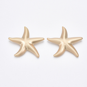 Smooth Surface Iron Links connectors, Cadmium Free & Lead Free, Starfish/Sea Stars, Matte Gold Color, 46x51.5x7mm, Hole: 2mm