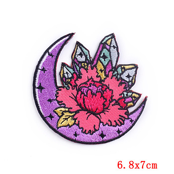 Computerized Embroidery Cloth Iron on/Sew on Patches, Costume Accessories, Dark Violet, 70x68mm