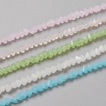 Glass Beads Strands, Imitation Jade Glass, Faceted, Polygon, Mixed Color, 2.5x2.5x2.5mm, Hole: 0.7mm, about 150pcs/strand, 13.39''(34cm)
