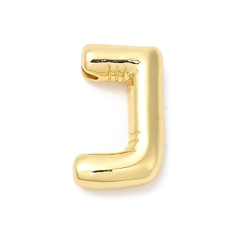 Eco-Friendly Rack Plating Brass Pendants, Long-Lasting Plated, Lead Free & Cadmium Free, Real 18K Gold Plated, Letter Charm, Letter J, 21~23x13~26x4.5~5.5mm, Hole: 2.5~3.5x1.5~2mm