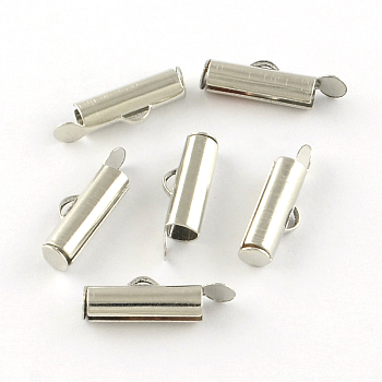 Iron Slide On End Clasp Tubes, Cadmium Free & Lead Free, Slider End Caps, Golden, 5.5x20x4mm, Hole: 1mm, 3.2mm Inner Diameter