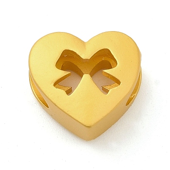 Zinc Alloy Beads, Matte Gold Color, Heart, Bowknot, 12x13x7mm, Hole: 4x6mm