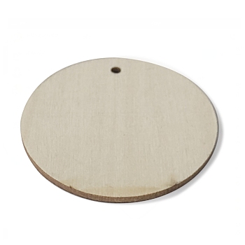 Unfinished Natural Poplar Wood Pendants, Undyed, Round, Round Pattern, 49x2.5mm, Hole: 2.5mm
