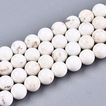 Natural Magnesite Beads Strands, Round, 6mm, Hole: 0.8mm, about 63pcs/strand, 15.75 inch(40cm)