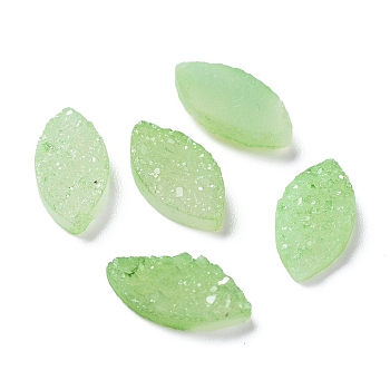 Natural Druzy Agate Cabochons, Dyed, Horse Eye, Light Green, 14x7x3mm