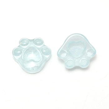 Transparent Resin Cabochons,  with Glitter Powder, Claw, Light Cyan, 15.5x17.5x8mm