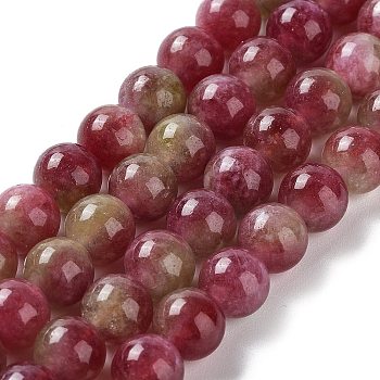 Dyed Natural Malaysia Jade Beads Strands, Round, Medium Violet Red, 6mm, Hole: 1mm, about 31pcs/strand, 7.48 inch(19cm)