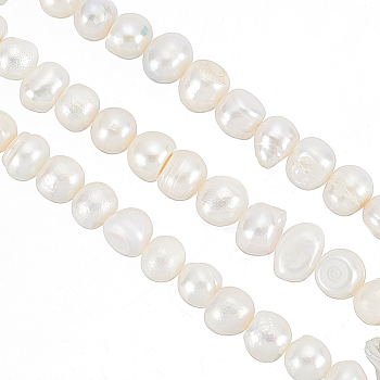 1 Strand Natural Cultured Freshwater Pearl Beads Strands, Potato, Seashell Color, 6~11.5x7~9mm, Hole: 0.6mm, about 46~47pcs/strand, 13.58~13.78 inch(34.5~35cm)