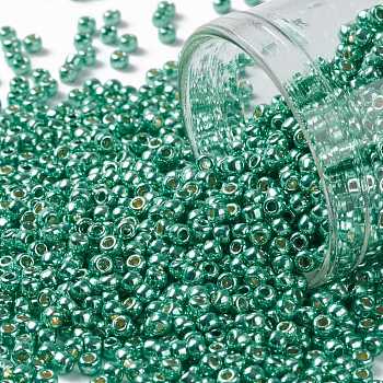 TOHO Round Seed Beads, Japanese Seed Beads, (PF561) PermaFinish Teal Aqua Metallic, 11/0, 2.2mm, Hole: 0.8mm, about 5555pcs/50g