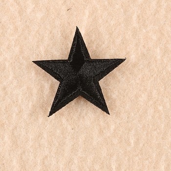 Computerized Embroidery Cloth Iron on/Sew on Patches, Costume Accessories, Appliques, Star, Black, 3x3cm