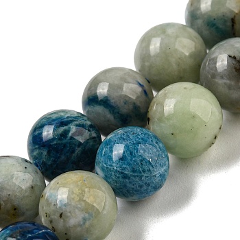 Natural Blue Azurite in Calcite Beads Strands, UV Reactive Fluorescent Gemstone Round Beads, 8mm, Hole: 0.7mm, about 49pcs/strand, 15.75''(40cm)