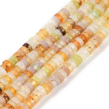 Natural Xiuyan Jade Beads Strands, Disc, Heishi Beads, 4x2mm, Hole: 0.6mm, about 189pcs/strand, 14.76 inch(37.5cm)