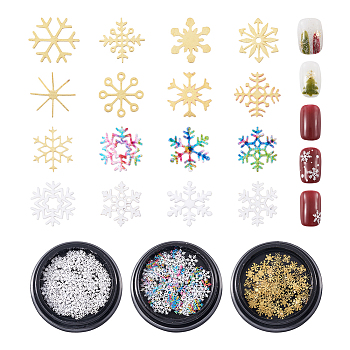 Shiny Laser Nail Glitter, DIY Nail Art Decoration, Snowflake, Mixed Color, 5mm, about 100pcs/box, 3boxes/set.