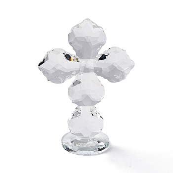 Natural Quartz Crystal Cross Figurines, for Home Desktop Decoration, Clear, 70x132x195mm