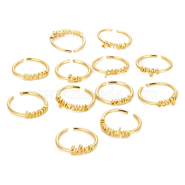 12pcs 12 anneaux de manchette en laiton de style(RJEW-LS0001-37G)-4