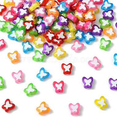 200Pcs 8 Colors Transparent Butterfly Acrylic Beads(TACR-YW0001-90)-2