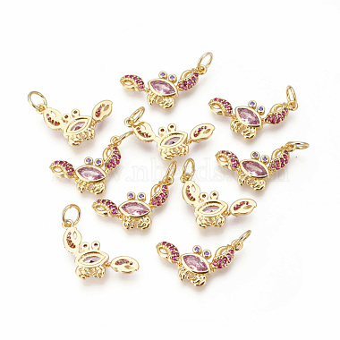 Golden Fuchsia Crab Brass+Cubic Zirconia Pendants