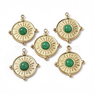 Real 18K Gold Plated Flat Round Malaysia Jade Pendants