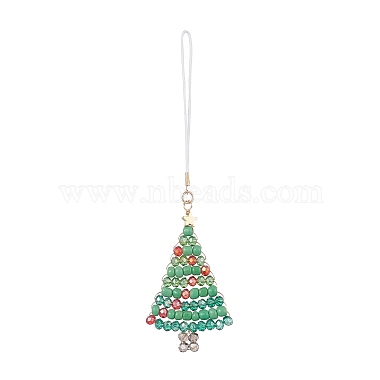 Christmas Glass Seed Beaded Pendant Decorations(HJEW-TA00013)-3