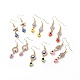 6 Pairs 6 Style Starfish & Hamsa Hand & Horse Eye & Tree of Life Crystal Rhinestone Dangle Earrings(EJEW-JE05011)-1
