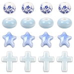 20Pcs 4 Styles Handmade Flower Printed Porcelain Ceramic Beads Strands, Mixed Shape, Mixed Color, 10~17mm, Hole: 1.4~3.3mm, 5pcs/style(PORC-YW0001-58)