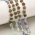 5 Styles Synthetic Imperial Jasper & Natural Topaz Jade & Quartz Crystal & Unakite & Kambaba Jasper Beads Strands, Star, with Seed Beads, Mixed Dyed and Undyed, 6x5.5x2.5mm, Hole: 1mm, about 54pcs/strand, 15.35''(39cm)~15.55''(39.5cm)(G-D095-A01)
