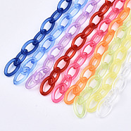Handmade Transparent ABS Plastic Cable Chains, Oval, Mixed Color, 19.29 inch~19.68 inch(49~50cm), Link: 13x7.5x1.5mm(X-KY-S166-001)