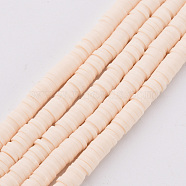 Handmade Polymer Clay Bead Strands, Heishi Beads, Disc/Flat Round, PeachPuff, 4x0.5~1mm, Hole: 1.5mm, about 320~447pcs/strand, 15.74~16.92 inch(CLAY-T002-4mm-76)