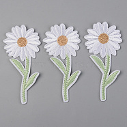 Computerized Embroidery Cloth Iron on/Sew on Patches, Appliques, Costume Accessories, Flower, White, 100x48x1.5mm(X-DIY-S040-082)