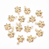 304 Stainless Steel Pendants, Snowflake, for Christmas, Golden, 14x9.5x1mm, Hole: 1.2mm(STAS-D233-11G)