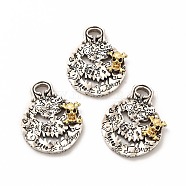 Rack Plating Brass Micro Pave Cubic Zirconia Pendants, Long-Lasting Plated, Lead Free & Cadmium Free, Real 18K Gold Plated, Death Charm, Antique Silver, 31x25x6mm, Hole: 3x5mm(KK-K165-24)
