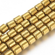 Magnetic Synthetic Hematite Beads Strands, Vacuum Plating, Column, Golden Plated, 4x5mm, Hole: 1mm, about 85pcs/Strand, 15.94 inch(40.5cm)(G-G826-05G-4mm)