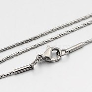 Tarnish Resistant 304 Stainless Steel Boston Chain Necklaces, with Lobster Claw Clasps, Stainless Steel Color, 18.1 inch(46cm), 1mm(STAS-O053-15P)