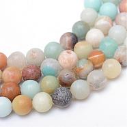 Round Natural Flower Amazonite Bead Strands, 8~9mm, Hole: 1mm, about 46pcs/strand, 15.3 inch(G-R345-8mm-17)