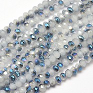 Faceted Rondelle Half Rainbow Plated Imitation Jade Electroplate Glass Beads Strands, WhiteSmoke, 3.5x2mm, Hole: 0.5mm, about 148pcs/strand, 14.9 inch(X-EGLA-J134-3x2mm-HR02)