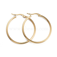 201 Stainless Steel Hoop Earrings, with 304 Stainless Steel Pins, Ring Shape, Golden, 33.5x2mm, 12 Gauge, Pin: 1x0.7mm(EJEW-I245-20F)