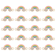 Alloy Colorful Enamel Connector Charms, with Crystal Rhinestone, Rainbow, Light Gold, 10x22x2mm, Hole: 1.6mm, 20pcs/box(ENAM-AR0001-29)