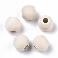 Natural Unfinished Wood Beads, Macrame Beads, Round Wooden Large Hole Beads for Craft Making, Antique White, 12x10.5mm, Hole: 5mm(X-WOOD-Q038-12mm)
