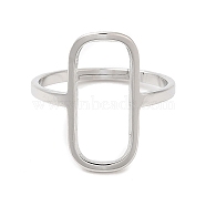 304 Stainless Steel Hollow Rectangle Adjustable Ring for Women, Stainless Steel Color, US Size 6 1/4(16.7mm)(RJEW-M149-31P)