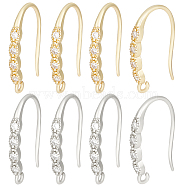 16Pcs 2 Colors Brass Micro Pave Clear Cubic Zirconia Earring Hooks, with Horizontal Loops, Mixed Color, 16.5x2.2mm, Hole: 1mm, Pin: 0.8mm, 8Pcs/color(KK-BBC0008-09)