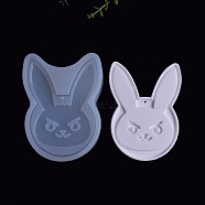 Pendant Food Grade Silicone Molds, Resin Casting Molds, For UV Resin, Epoxy Resin Jewelry Making, Rabbit, White, 70x51.4x9.7mm(DIY-WH0154-14)