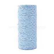 Glitter Sequin Deco Mesh Ribbons, Tulle Fabric, for Wedding Party Decoration, Skirts Decoration Making, Light Blue, 6 inch(150mm), 10yards/roll(OCOR-K004-A04)