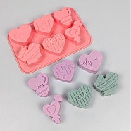 DIY Food Grade Silicone Molds, Fondant Molds, Resin Casting Molds, for Chocolate, Candy, Heart, Pink, 125x185x20mm, Inner Diameter: 42~55x45~55mm(AJEW-E056-02)