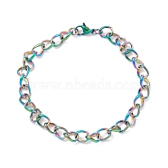 Vacuum Plating Fashionable 304 Stainless Steel Side Twisted Chain Bracelets, with Lobster Claw Clasps, Rainbow Color, 7/8 inch(22cm)(STAS-A028-B073M)